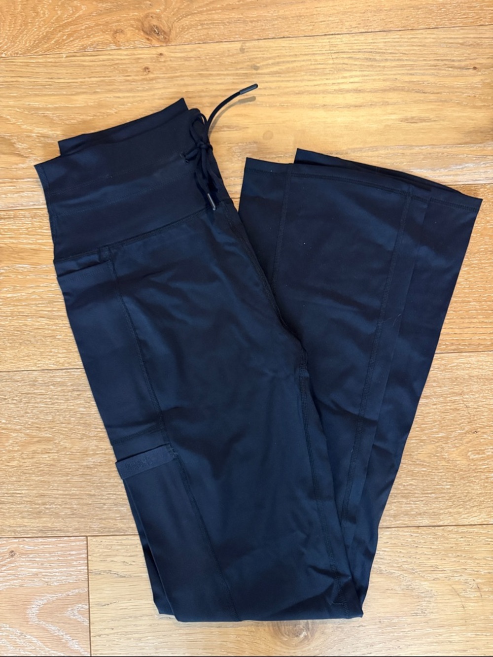 Black Wide-Leg Drawstring Jogger Pants